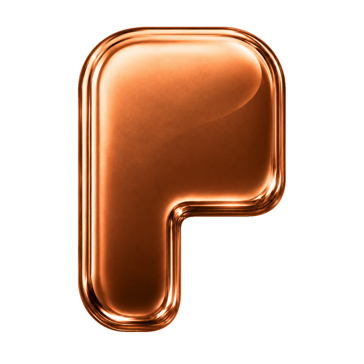 Copper Pons — polished copper P forged in green
